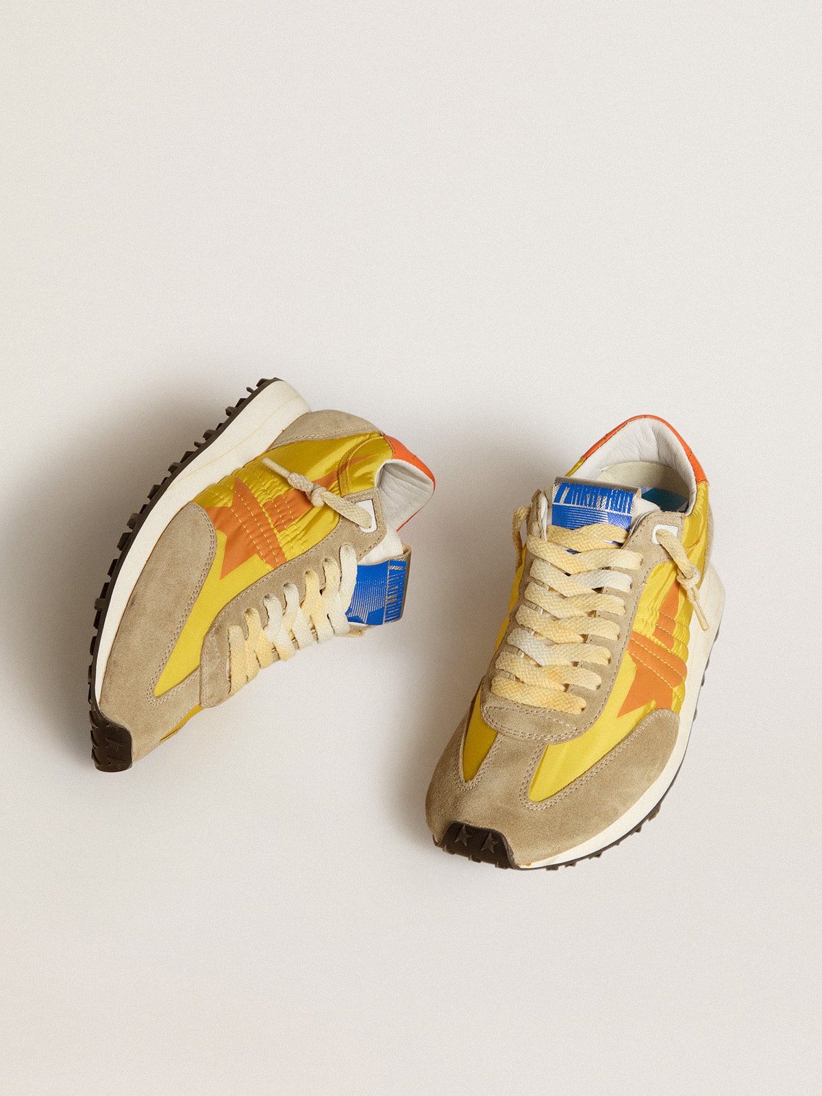 Women's Marathon with yellow nylon upper and orange star| Golden Goose