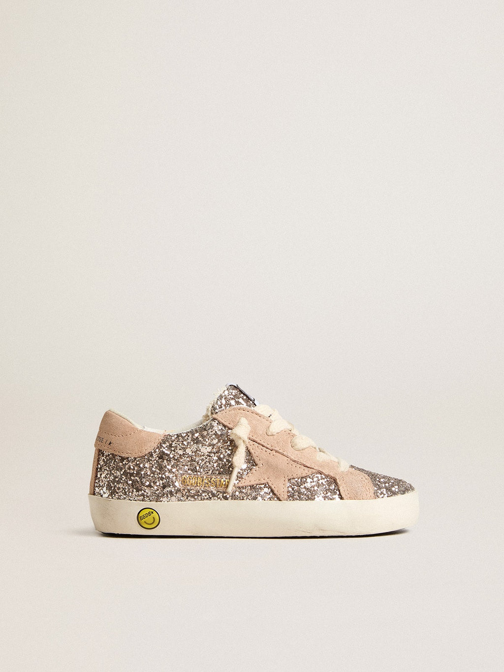 Young Super-Star in glitter with suede star and heel tab| Golden Goose