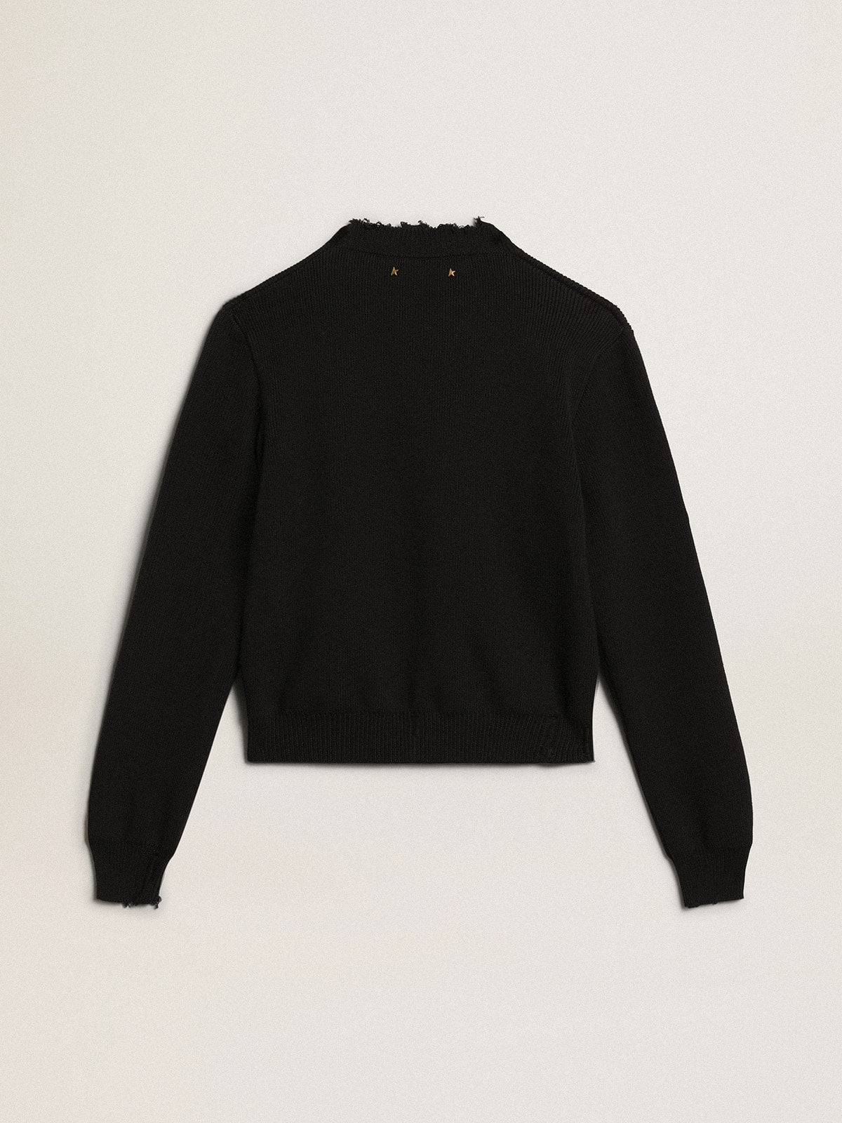 Women's round-neck sweater in dark blue cotton| Golden Goose
