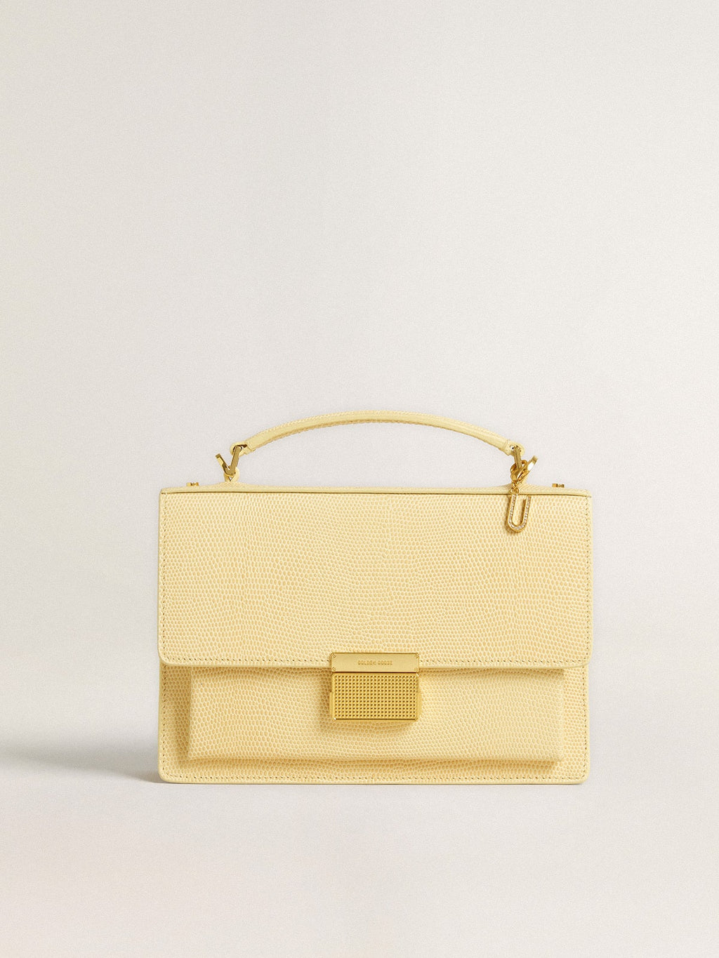 Letter U charm in gold-colored brass with crystals| Golden Goose