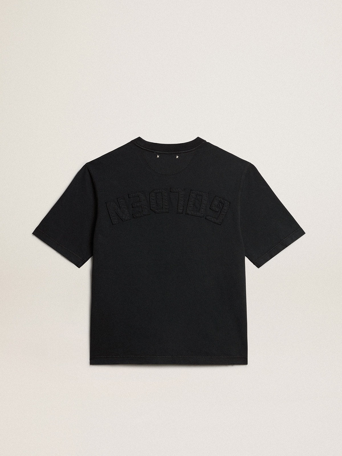 T-shirt in washed black with reverse logo on the back - Jersey Capsule| Golden Goose