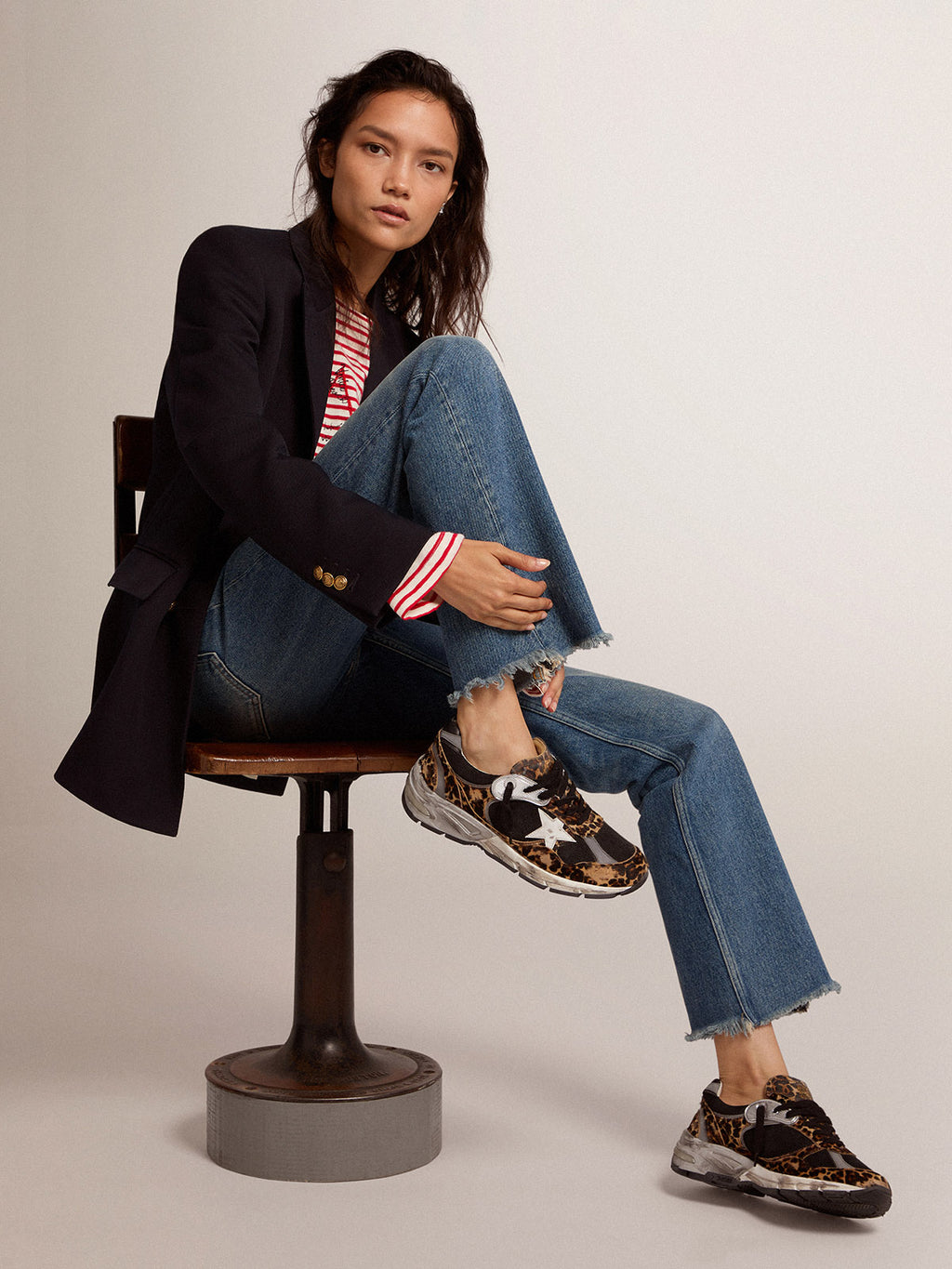 Women's Dad-Star sneakers in leopard-print pony skin| Golden Goose