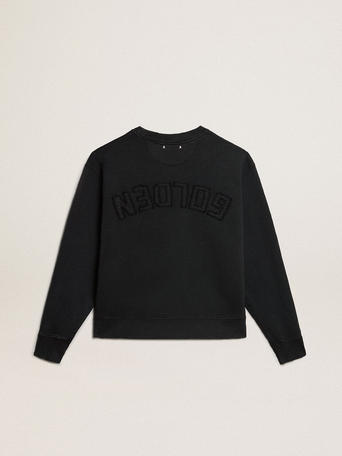 Sweatshirt in washed black with reverse logo on the back - Jersey Capsule| Golden Goose