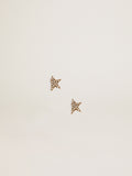 Women's stud earrings in antique gold color with crystals| Golden Goose