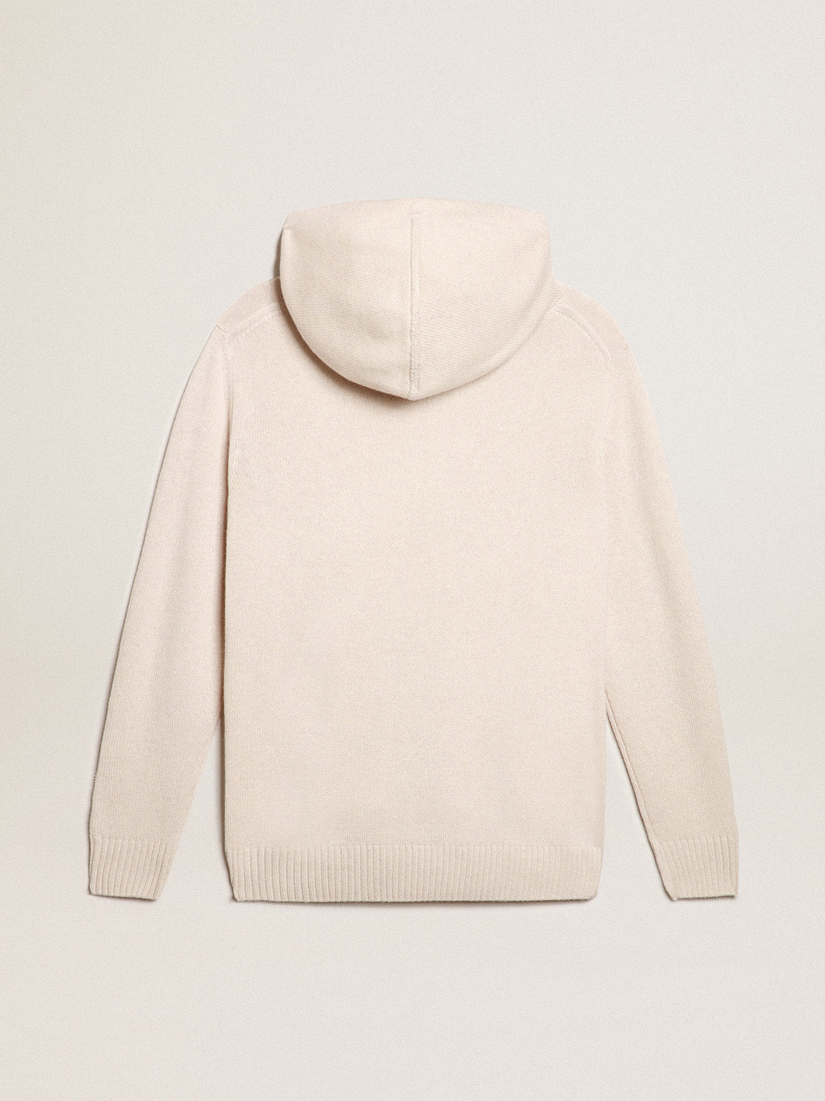 Men's white cashmere blend sweatshirt with hood| Golden Goose