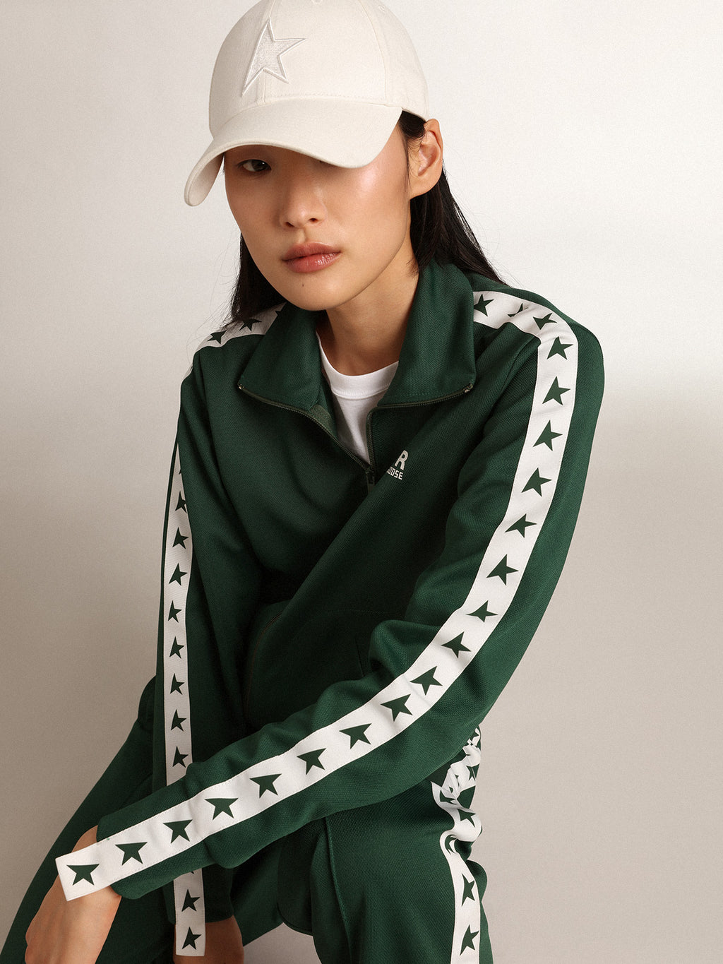 Women's bright green zipped sweatshirt| Golden Goose