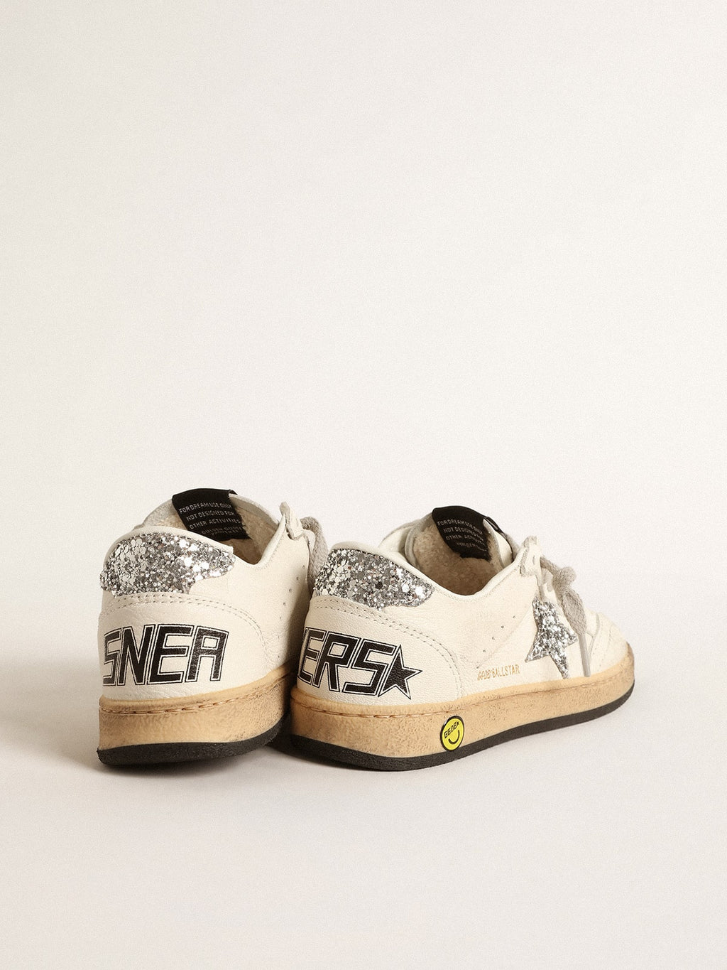 Ball Star Junior in nappa with silver glitter star and heel tab| Golden Goose