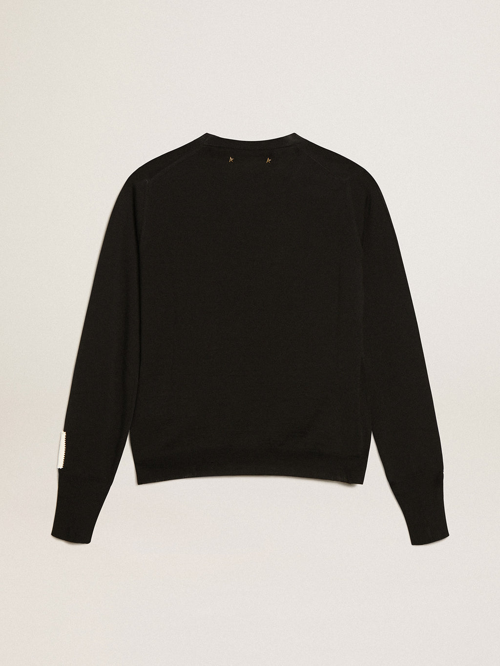 Women's round-neck sweater in black wool| Golden Goose