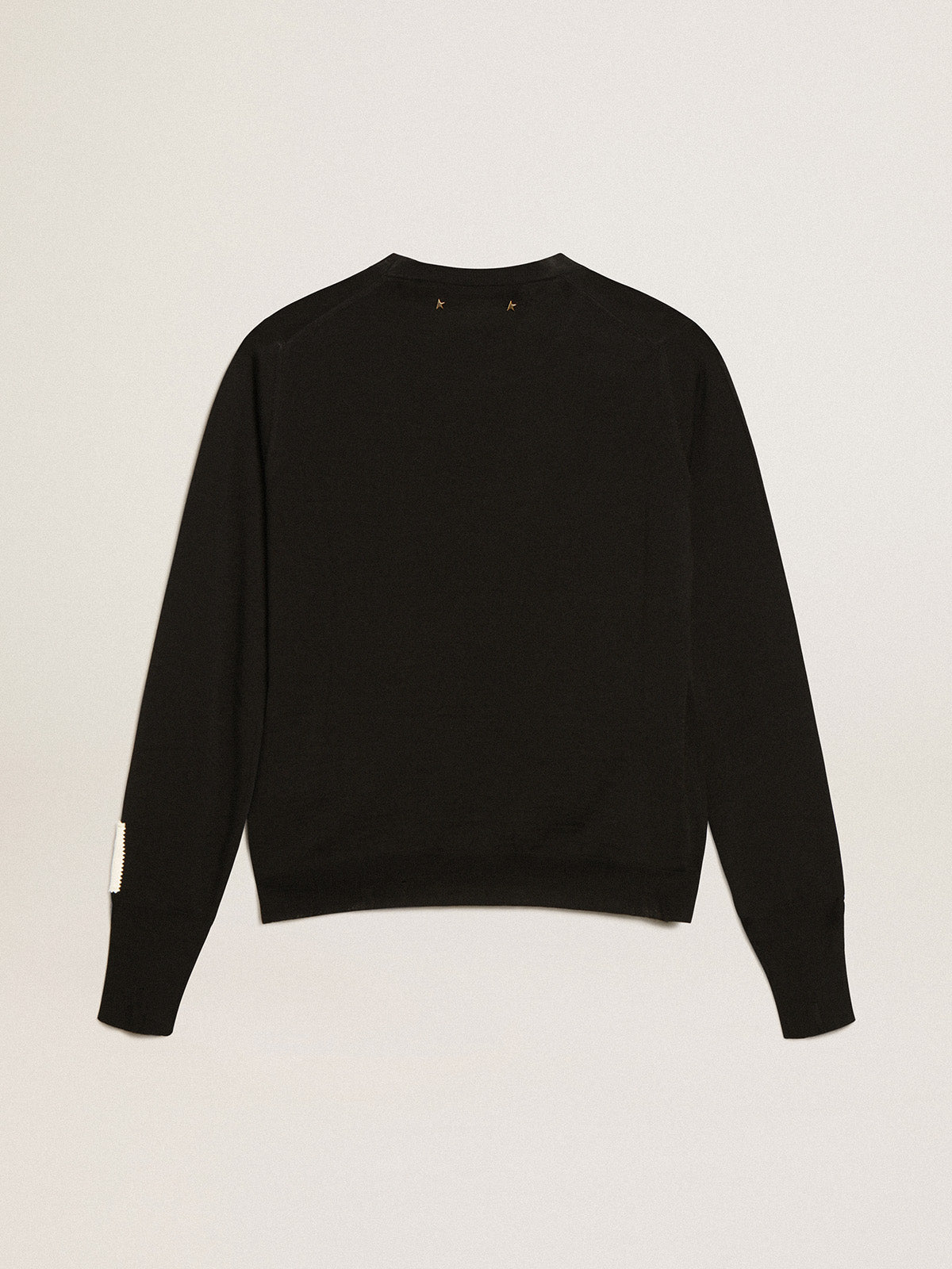 Women's round-neck sweater in black wool| Golden Goose