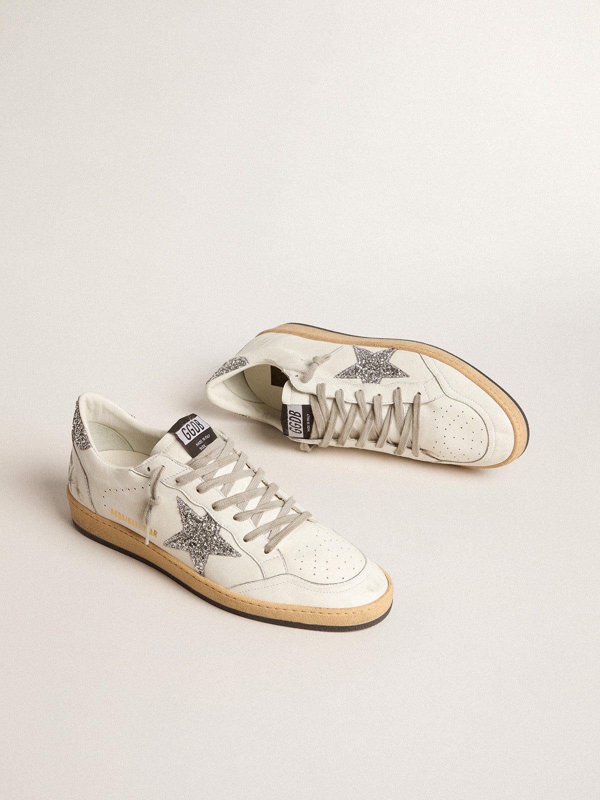 Women's Ball Star Wishes in nappa leather with white star and glitter heel tab| Golden Goose
