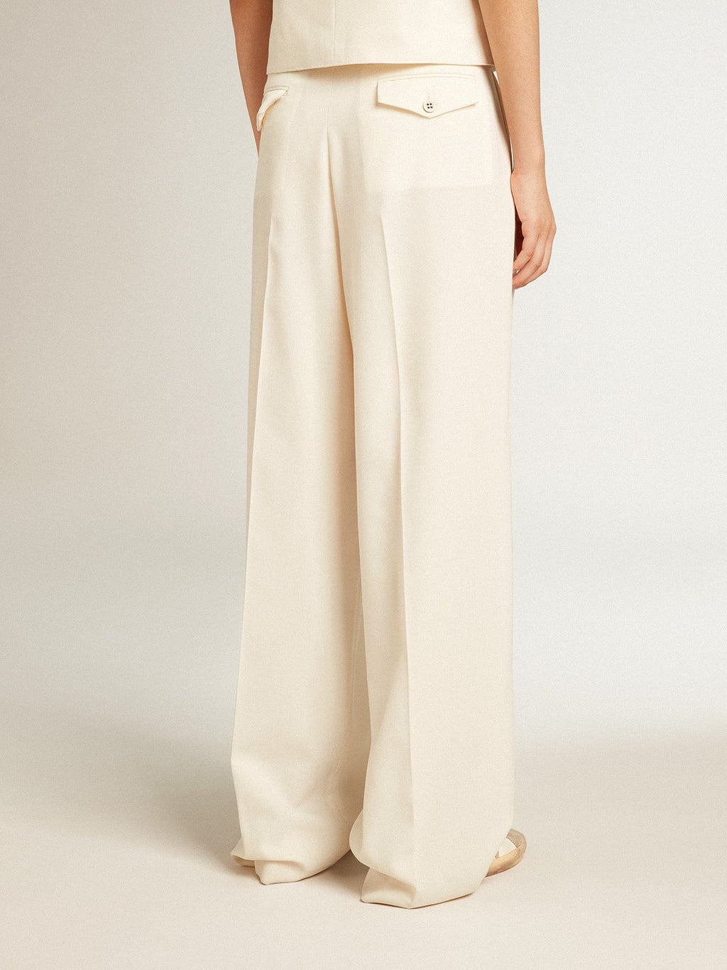 Women's joggers in aged white wool blend