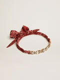 Women's necklace in antique gold color with crystals and printed scarf| Golden Goose