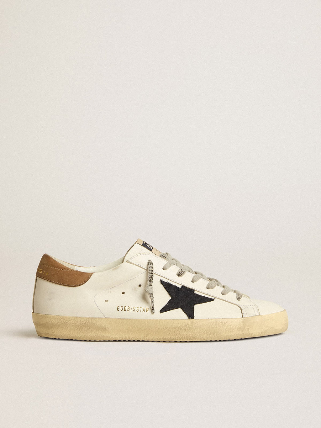 Men's Super-Star with blue canvas star and tobacco leather heel tab| Golden Goose