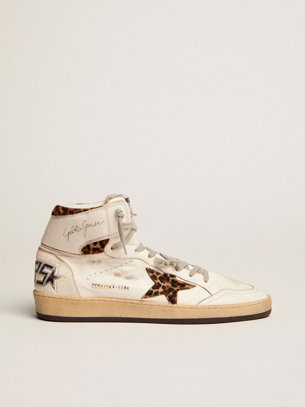 Women's Sky-Star high-top sneakers in leopard-print pony skin| Golden Goose