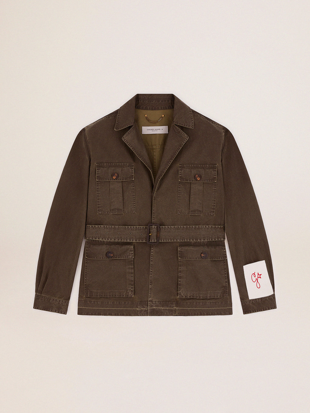 Men's safari jacket in military green canvas| Golden Goose