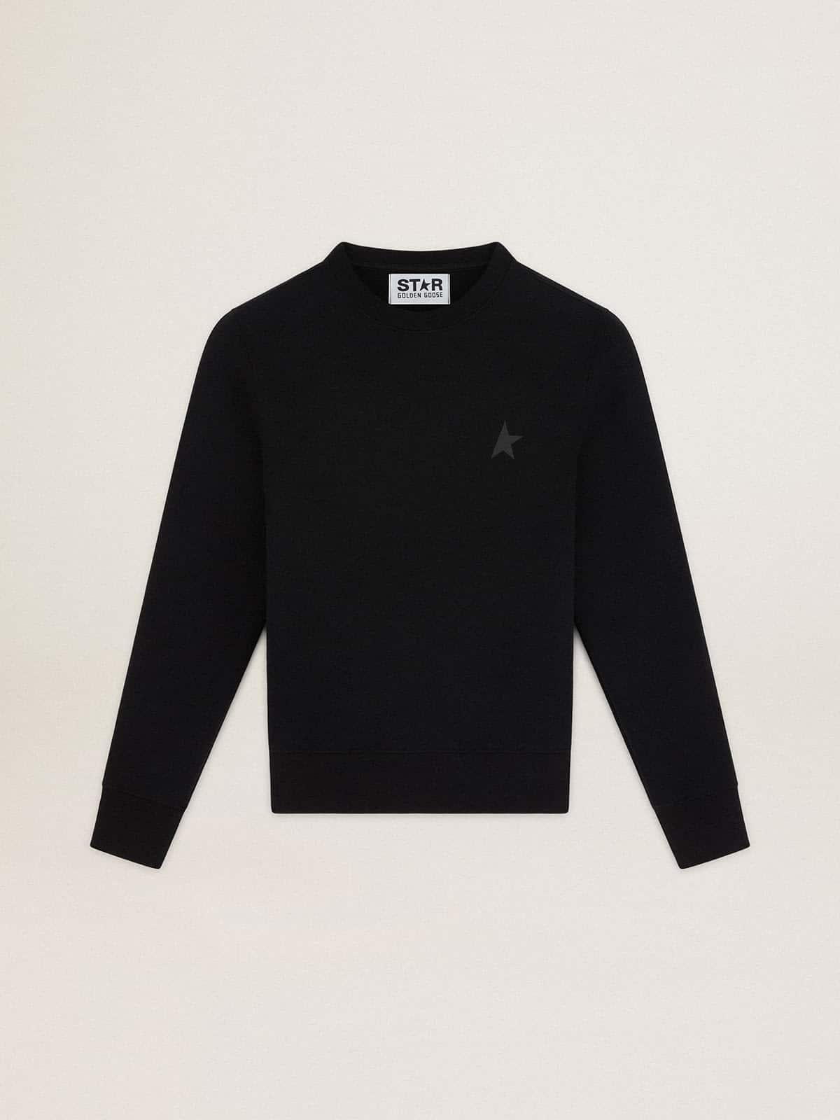 Black Athena Star Collection sweatshirt with tone-on-tone star on the front| Golden Goose