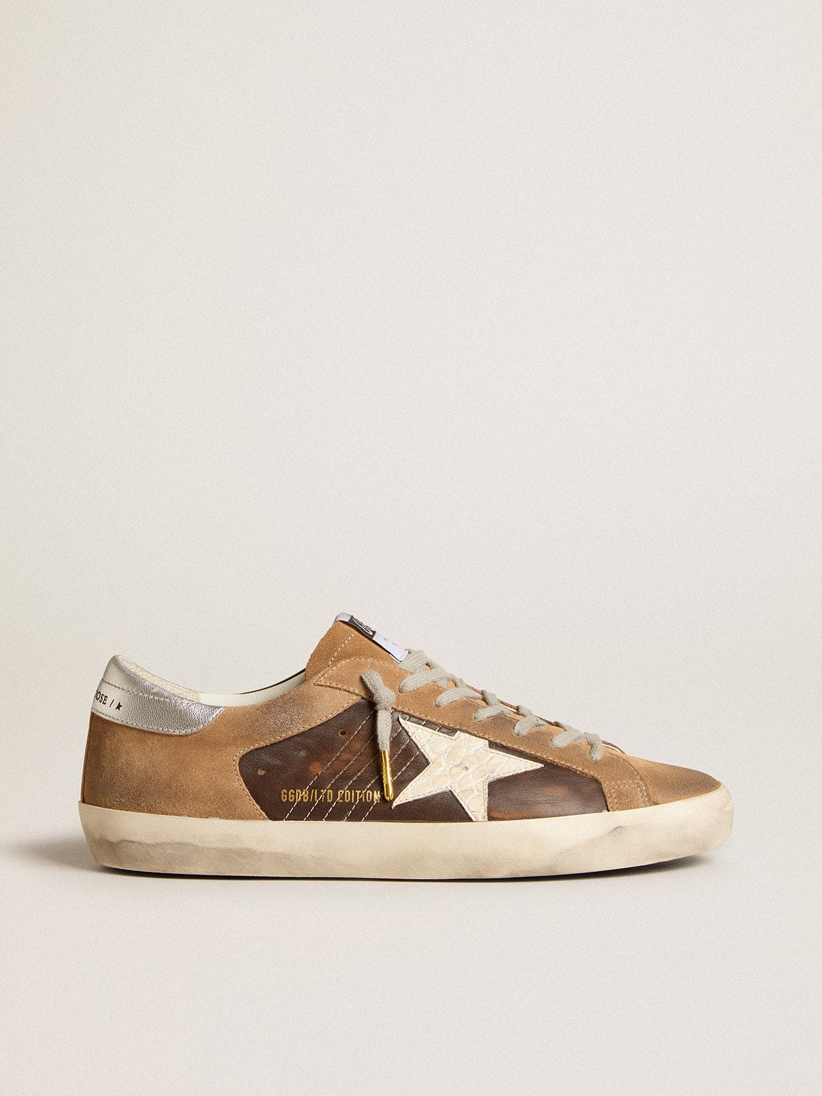 Super-Star LTD in brown leather and tobacco suede with white star| Golden Goose