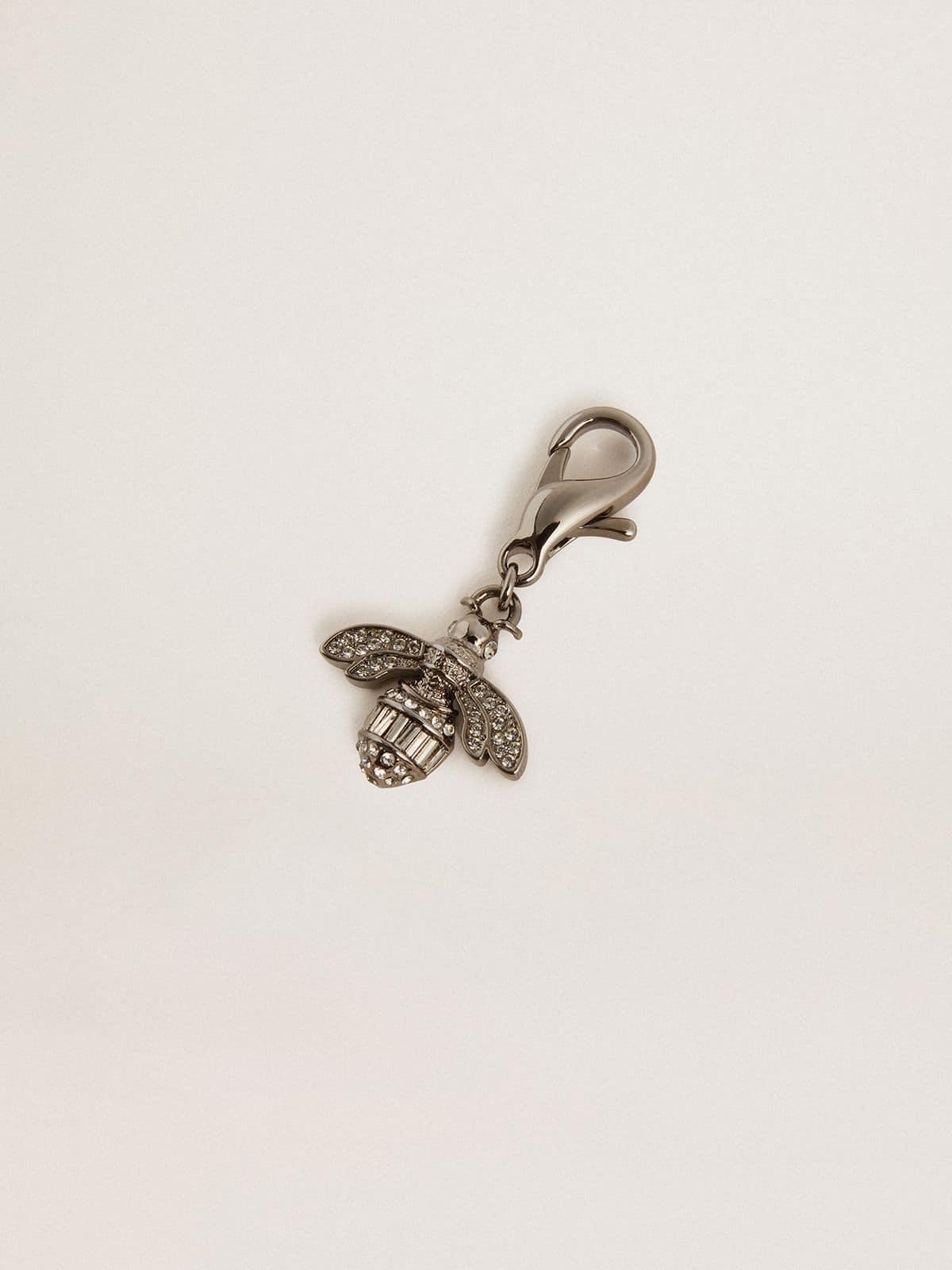 Bee-shaped charm in silver-colored brass with crystals| Golden Goose