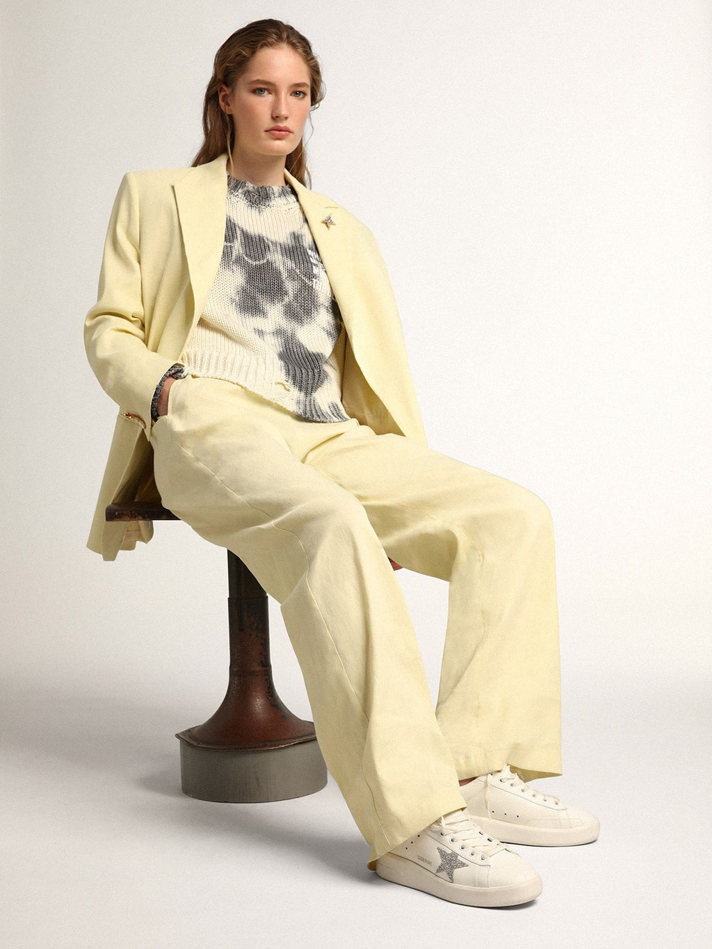 Women's Purestar in white leather with silver Swarovski crystal star| Golden Goose