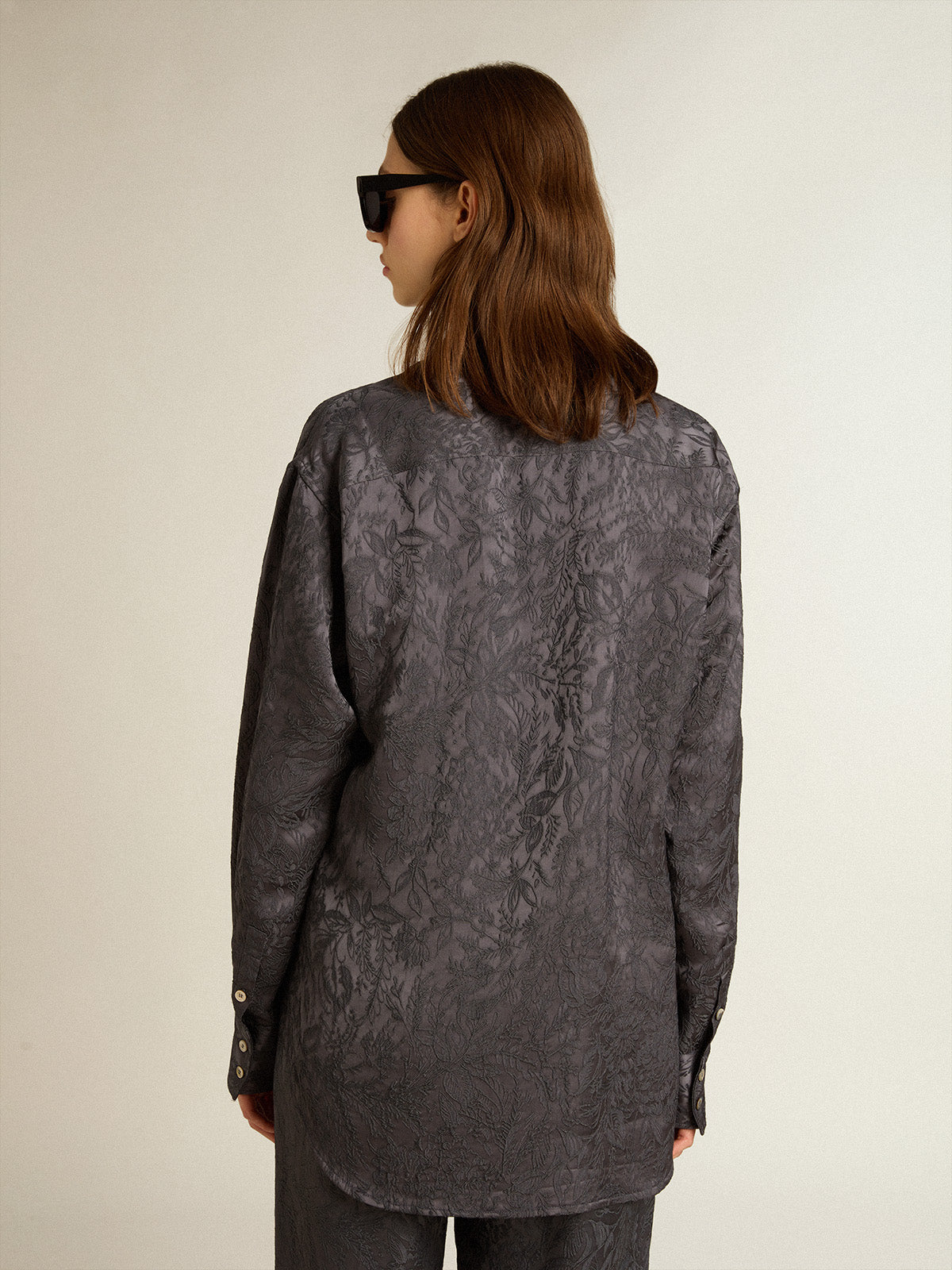 Jacquard shirt with all-over toile de jouy pattern| Golden Goose