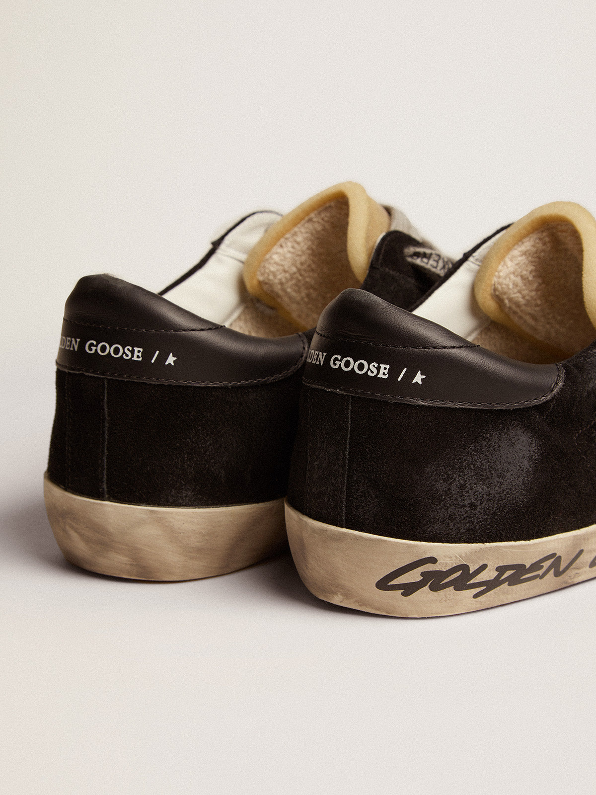 Men's Super-Star in black suede with silver laminated leather star| Golden Goose