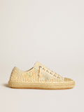 V-Star in canvas with all-over pearls and raffia| Golden Goose