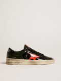 Men's Stardan LAB in black and green patent leather with orange star| Golden Goose
