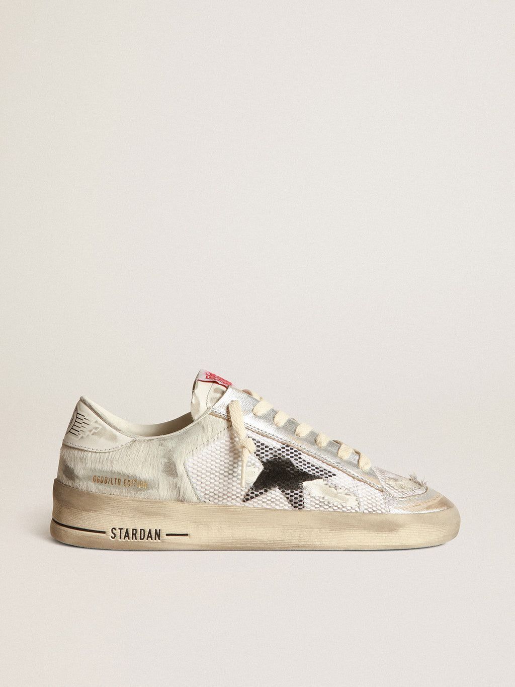 Stardan LAB sneakers in white pony skin and leather with black suede star| Golden Goose