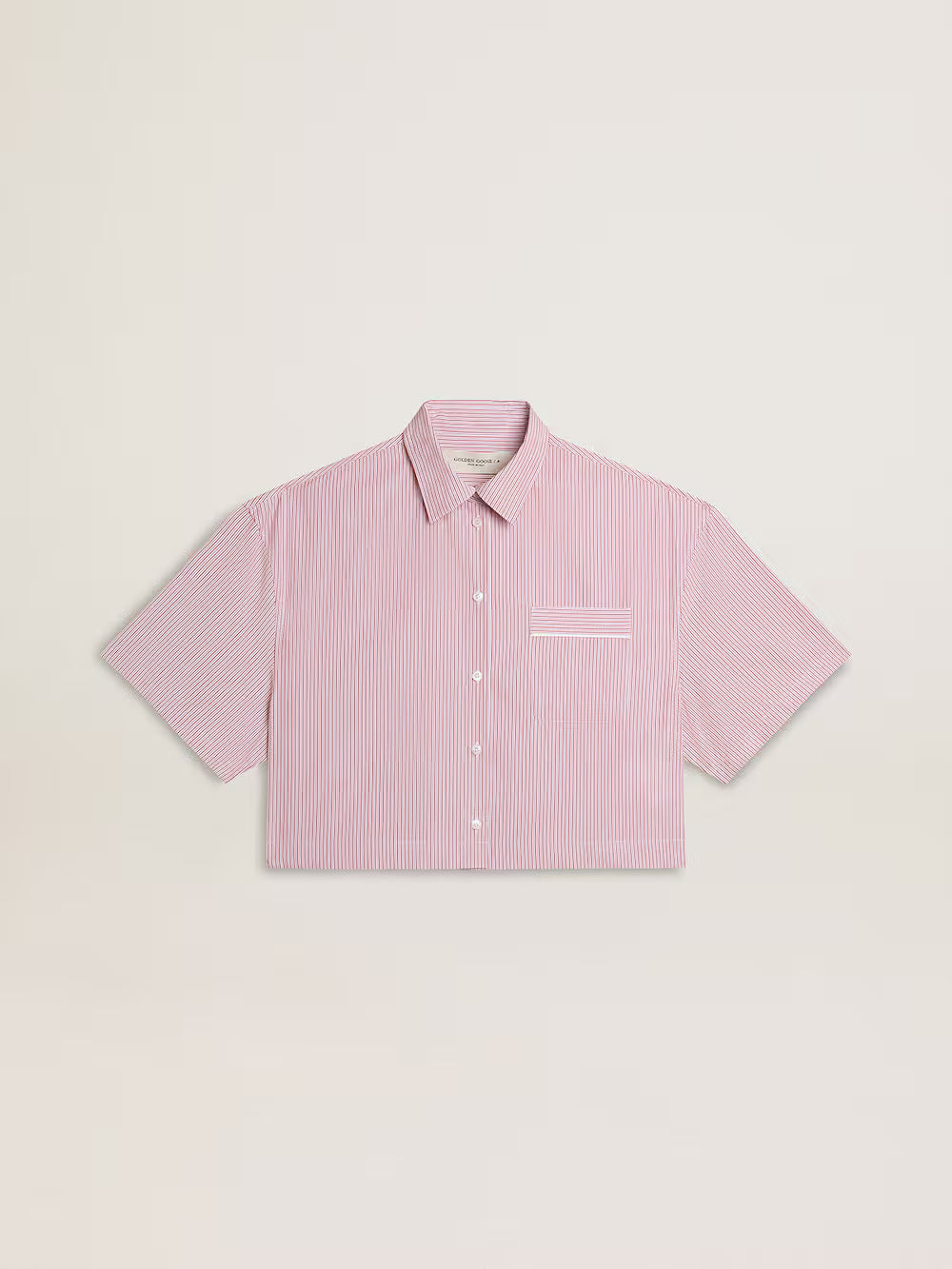 Women's cropped shirt in striped cotton poplin| Golden Goose