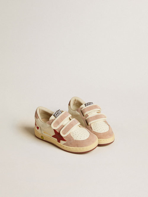 Ball Star Young in nappa with nappa star and pink suede heel tab| Golden Goose