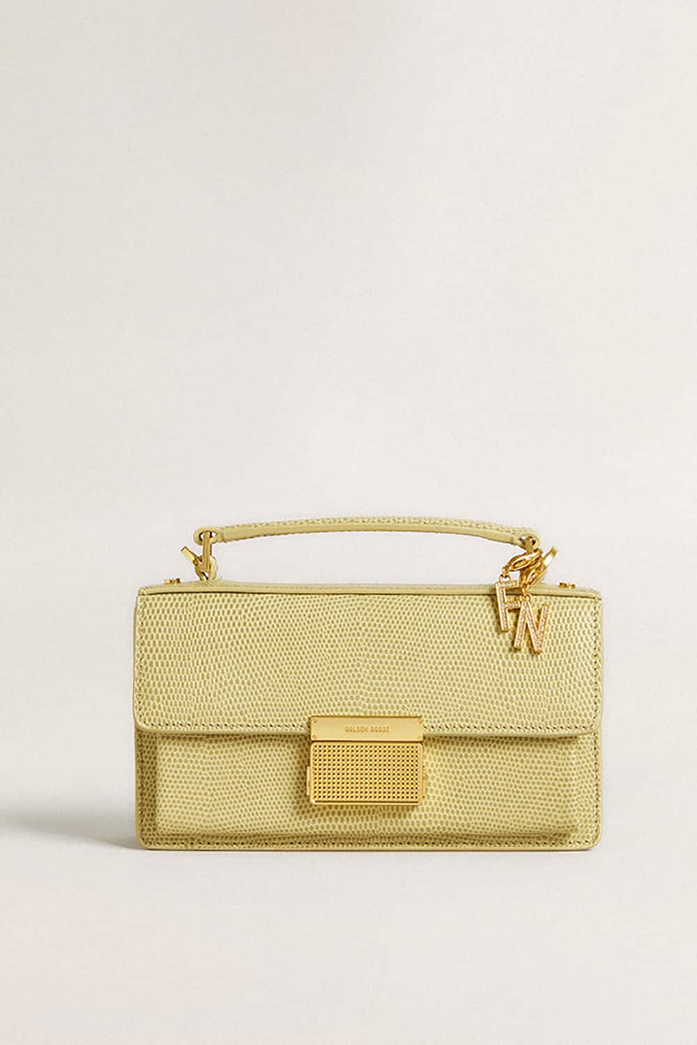 Letter N charm in gold-colored brass with crystals| Golden Goose