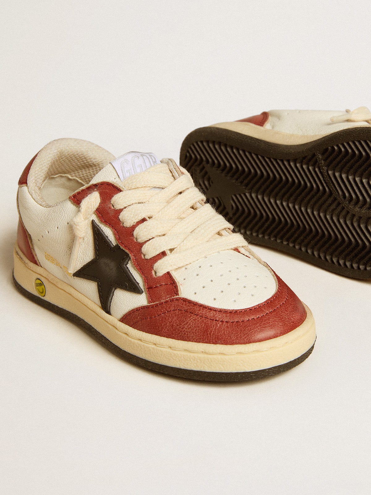 Ball Star Young in nappa with black star and red leather inserts| Golden Goose