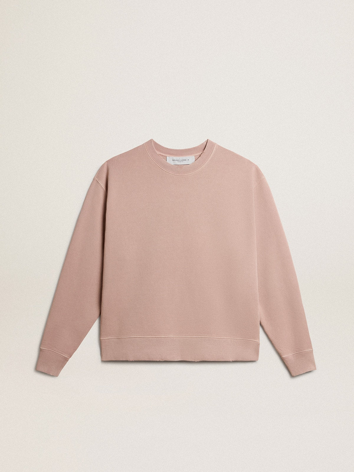 Powder-pink sweatshirt with reverse logo on the back - Jersey Capsule| Golden Goose
