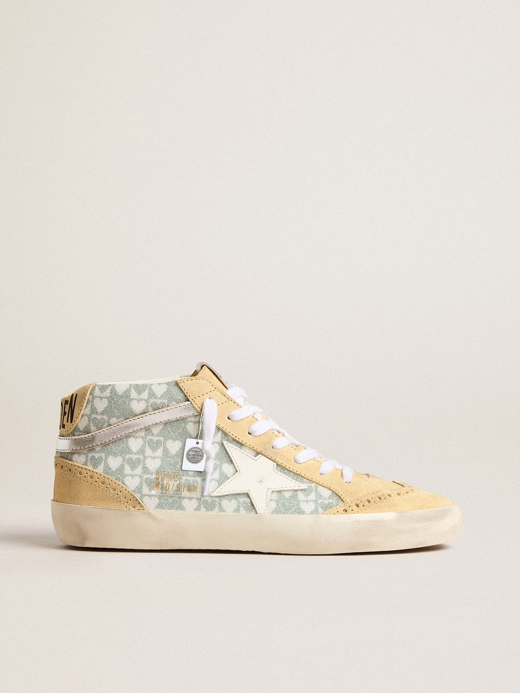 Mid Star with heart print in Swarovski crystals and silver flash| Golden Goose