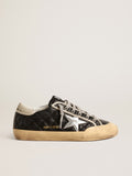 Super-Star Penstar in black matelassé nappa with silver star| Golden Goose