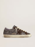 Super-Star in glitter with a brown star and lilac heel tab| Golden Goose