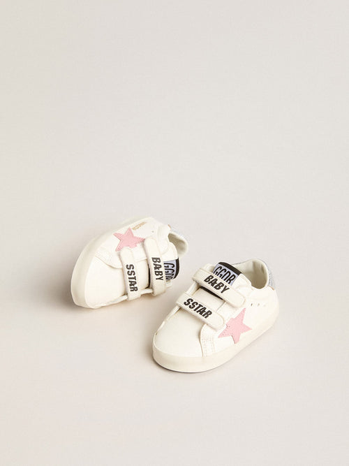 Baby Old School with pink leather star and silver leather heel tab| Golden Goose
