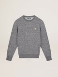 Men's mélange gray cotton sweatshirt with gold star on the front| Golden Goose