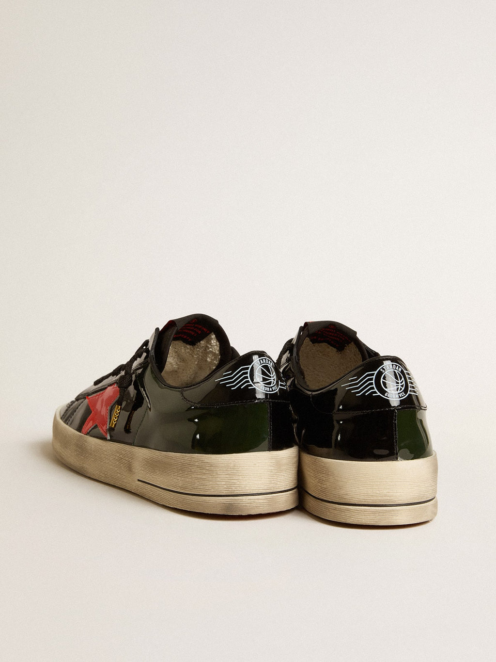 Women's Stardan LAB in black and green patent leather with orange star| Golden Goose