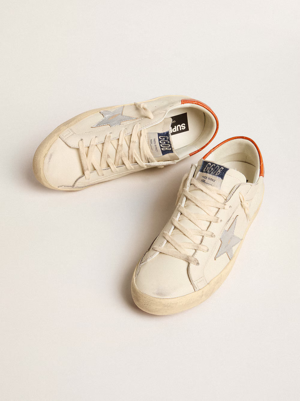 Super-Star LTD with silver leather star and croc-print leather heel tab| Golden Goose