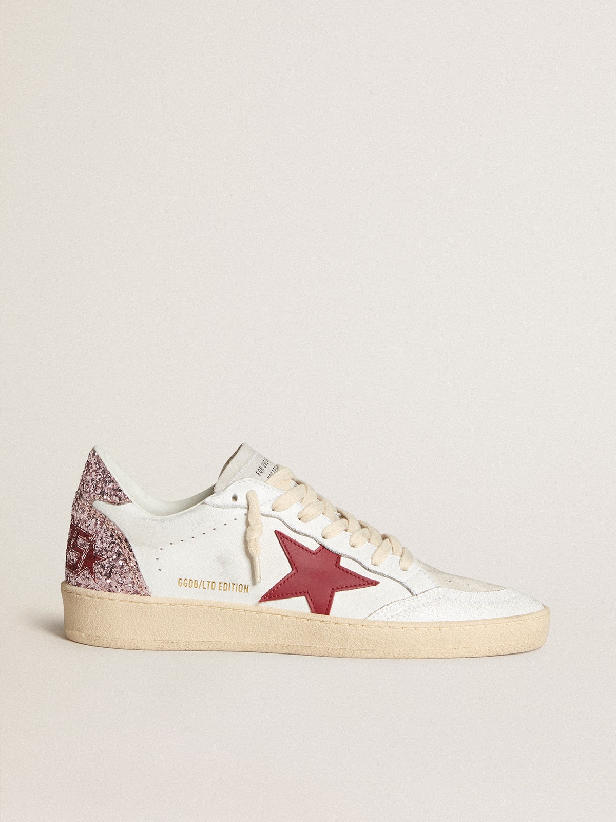 Ball Star LTD with red leather star and pink glitter heel tab| Golden Goose