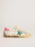 Super-Star Penstar with green star and fluorescent lobster heel tab| Golden Goose