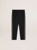 Men's black joggers with white stars on the sides| Golden Goose