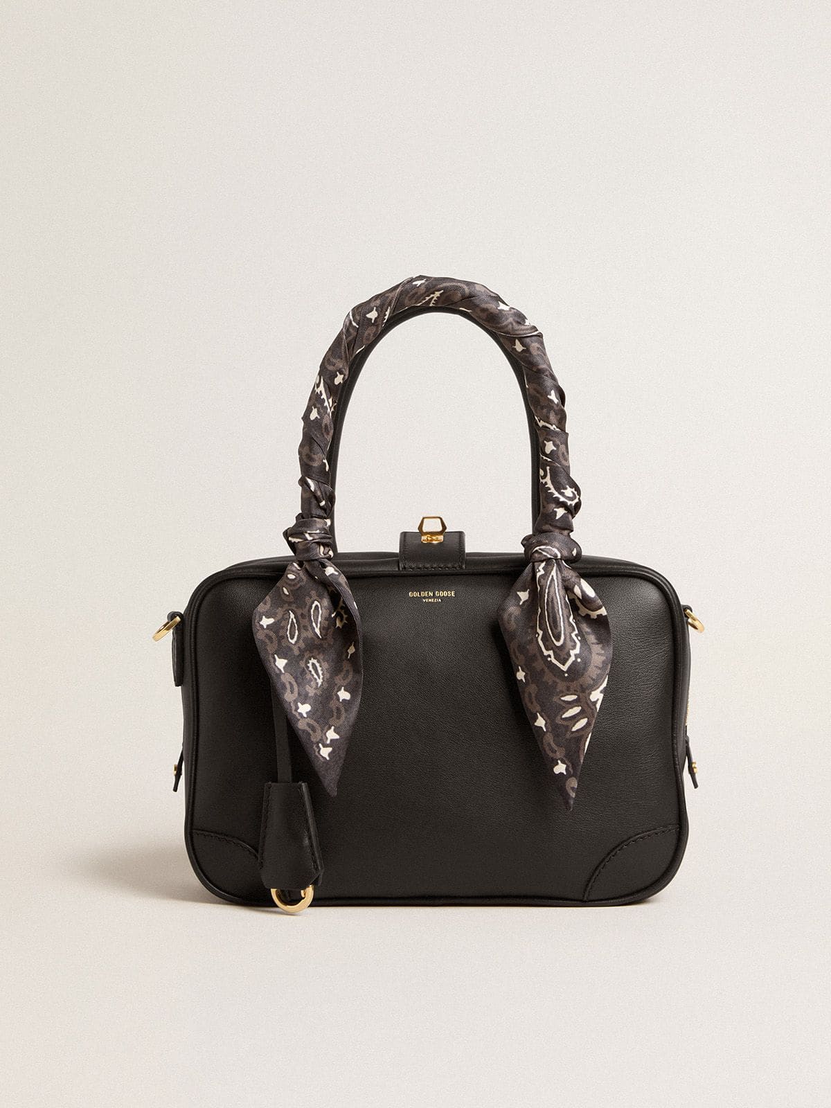 Vita Bag in smooth black leather with gold details| Golden Goose