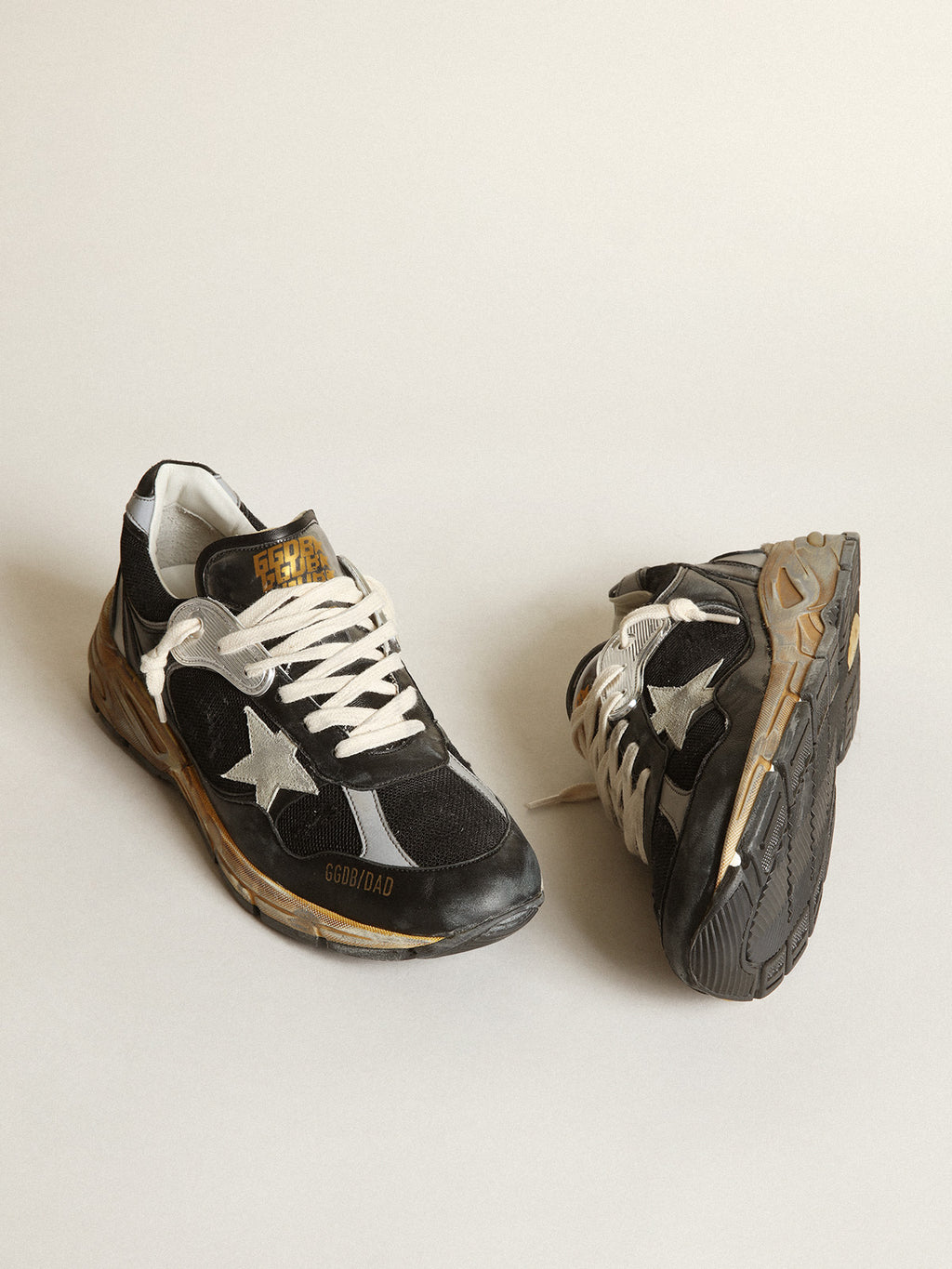 Women's Dad-Star in black mesh and nappa with ice-colored star| Golden Goose