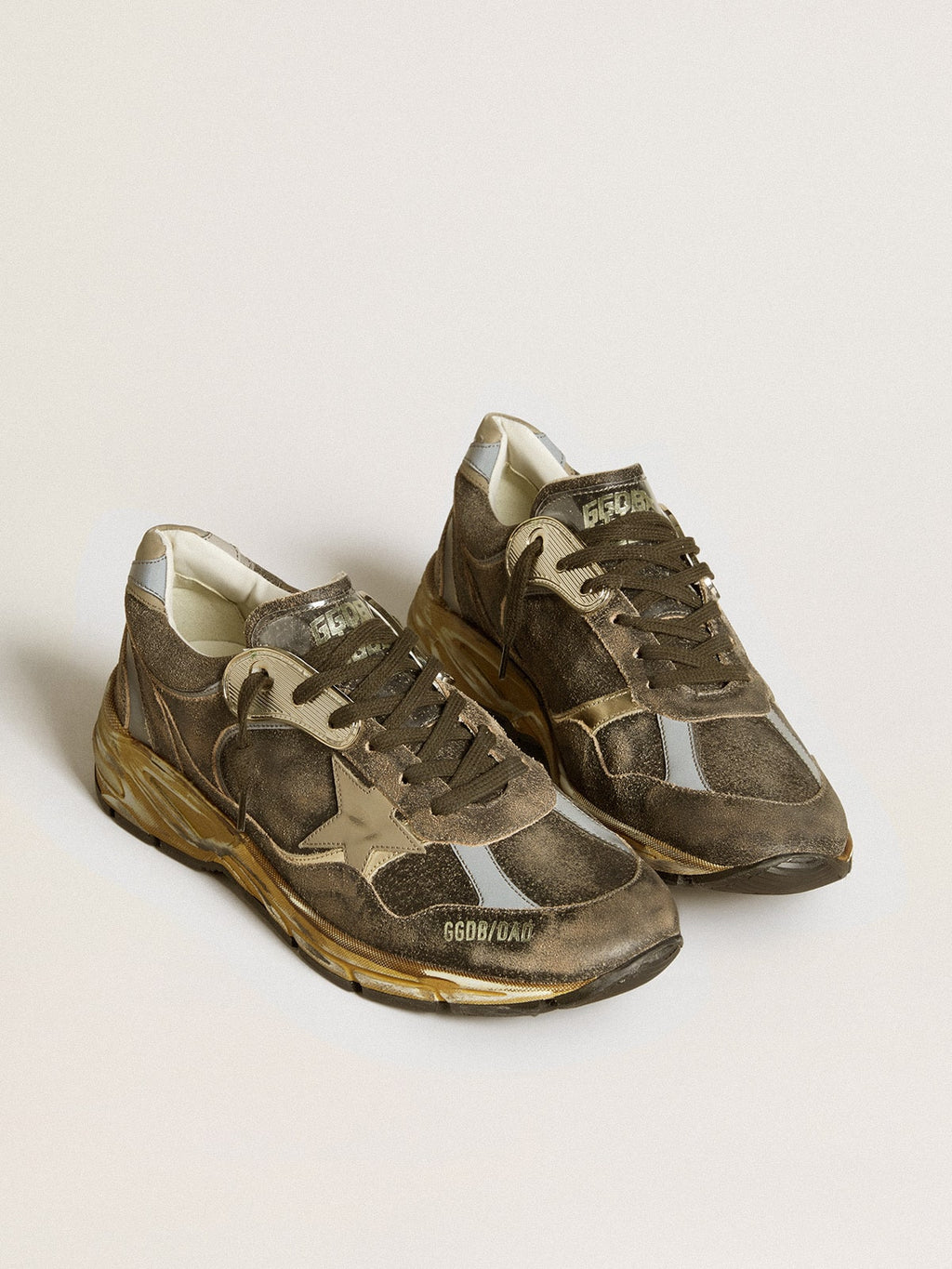 Men's Dad-Star in suede and nylon with khaki leather star and heel tab| Golden Goose