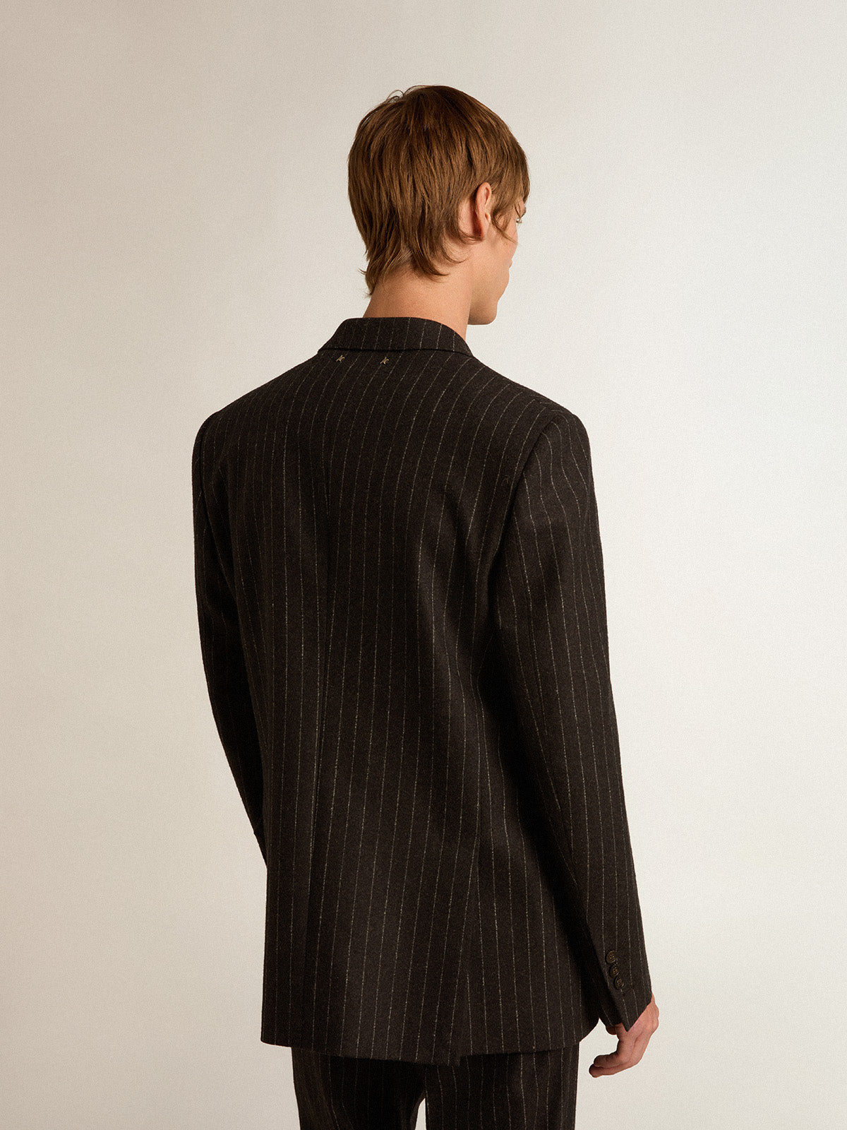 Men's double-breasted blazer in gray melange wool| Golden Goose