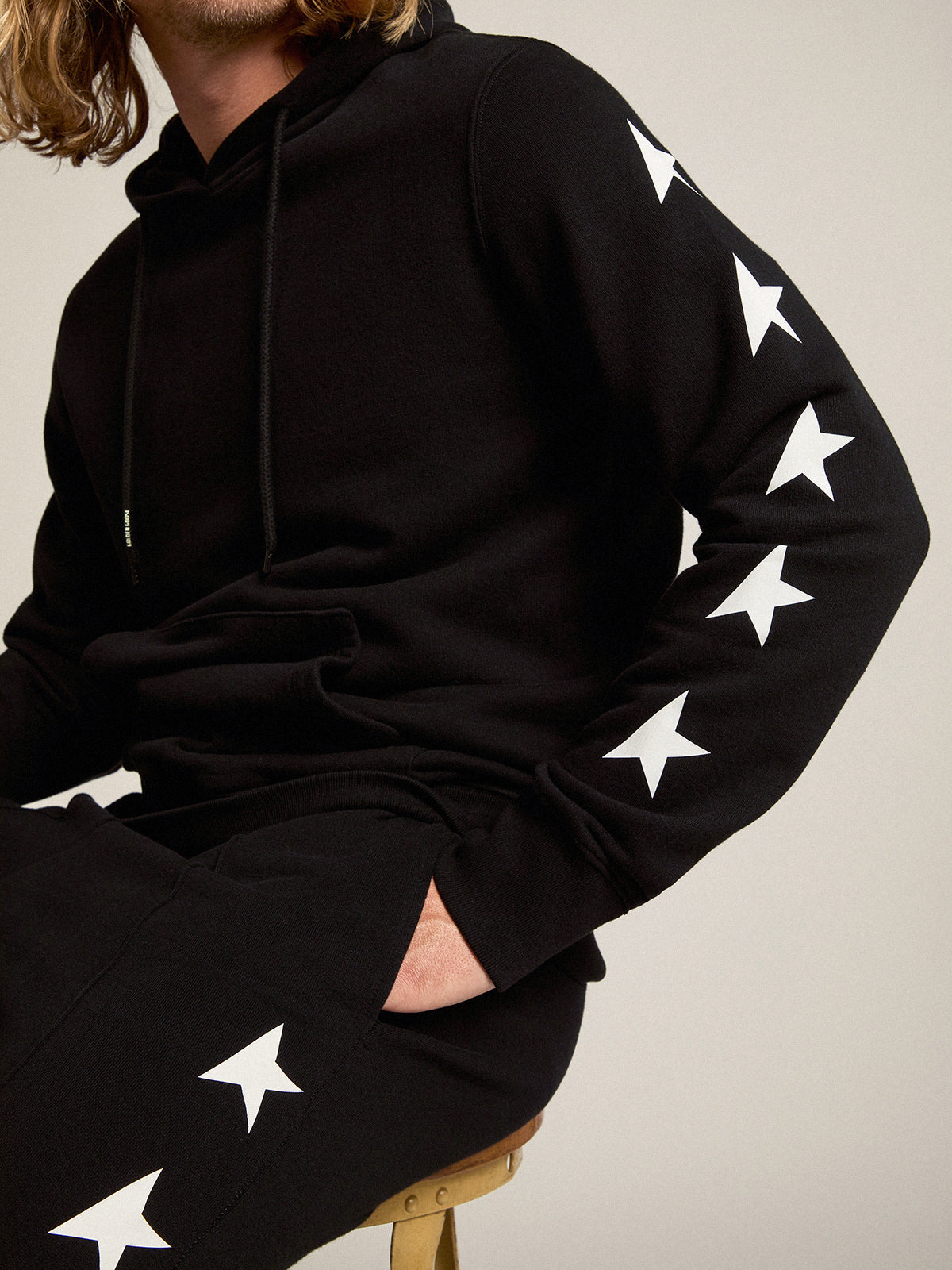 Men's black joggers with white stars| Golden Goose