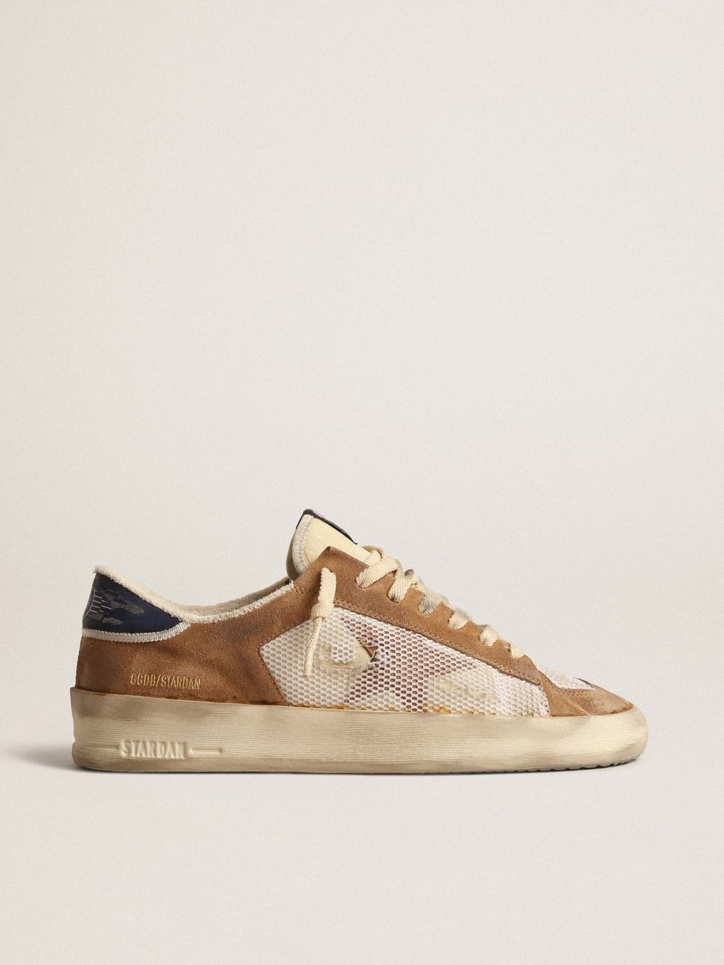 Stardan in beige nylon and mesh with tobacco suede inserts| Golden Goose