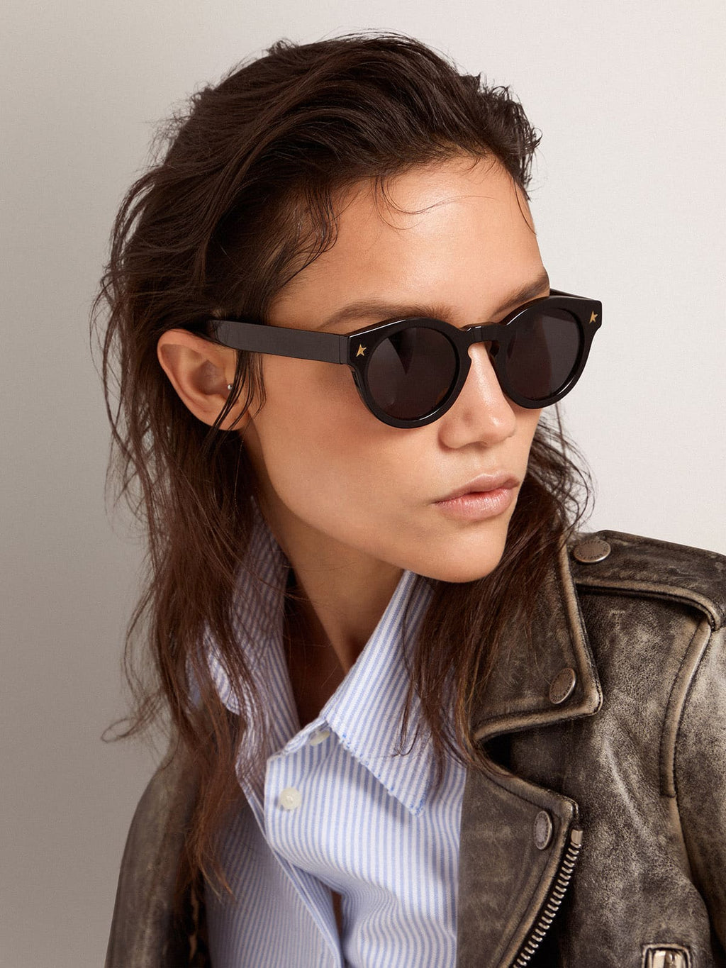 Sunframe Panthos model with black frame and gold details| Golden Goose